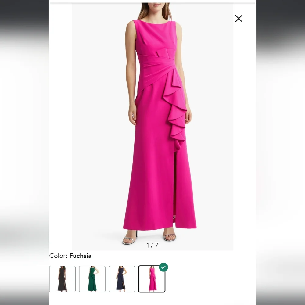 NWOT Eliza J Ruffle Front Gown Pink size 12 - Picture 3 of 9